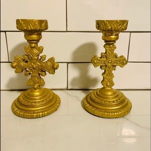 Gold candle holders
